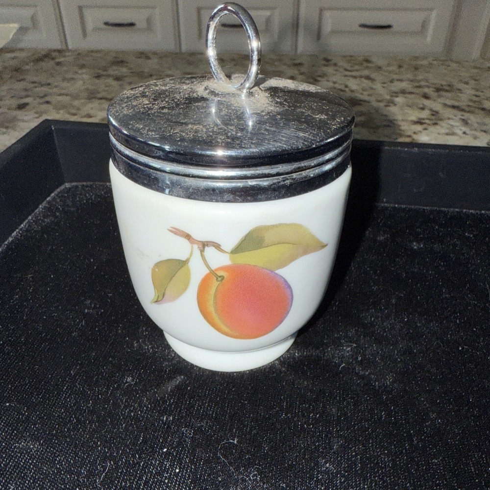 Evesham Gold King Egg Coddler &‎ Lid ROYAL WORCESTER, England Porcelain 4891